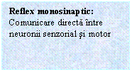 Text Box: Reflex monosinaptic:
Comunicare directa intre neuronii senzorial si motor 
