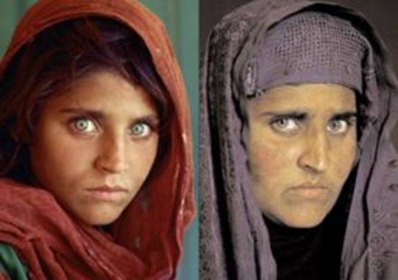 Prezentarea comparativa a celor doua fete ale fetei (1984) devenita femeie (2002), Sharbat Gula.