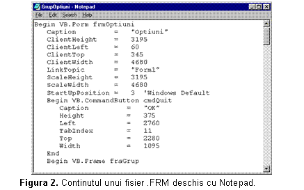 Text Box: 
Figura 2. Continutul unui fisier .FRM deschis cu Notepad.
