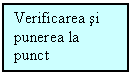 Text Box: Verificarea si 
punerea la punct 
a programului
