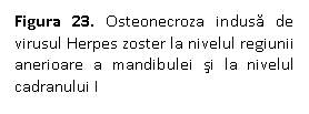 Text Box: Figura 23. Osteonecroza indusa de virusul Herpes zoster la nivelul regiunii anerioare a mandibulei si la nivelul cadranului I